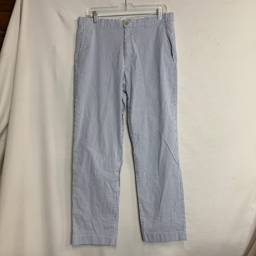 Britches‎ by Samtex Mens Blue White Seersucker Striped Pants 34x30 Cotton Blend